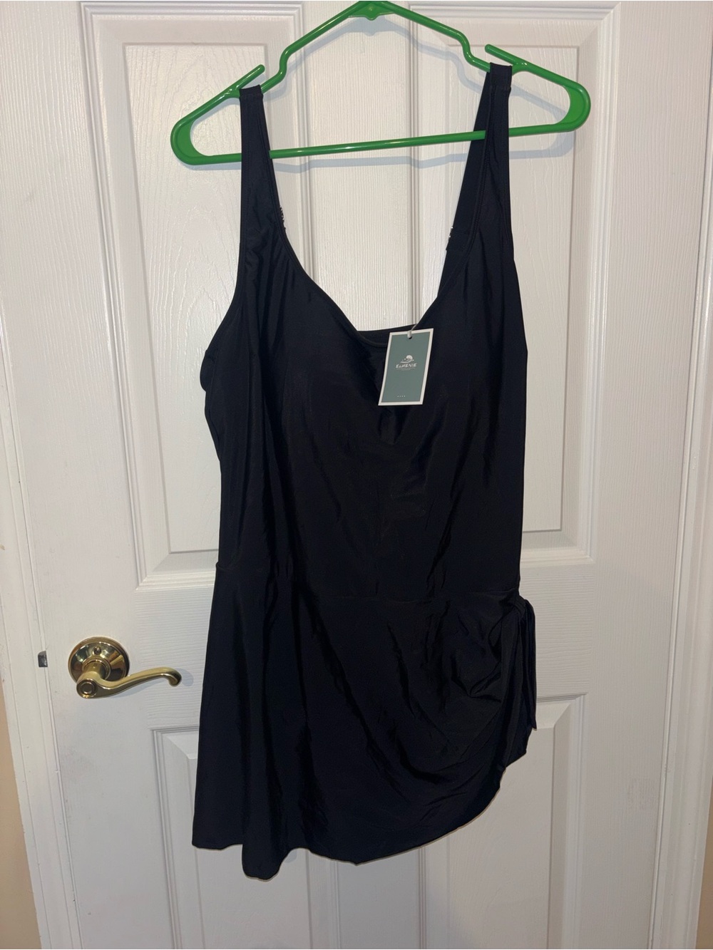 Classic Black One-Piece Swimdress with Side Draping